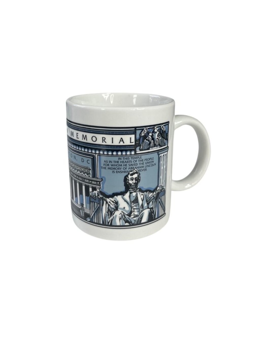 Lincoln Memorial Washington DC Souvenir Coffee Mug White & Blue